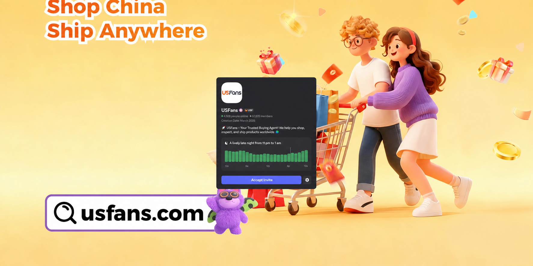 USFans Discord community invitation with an Accept Invite button