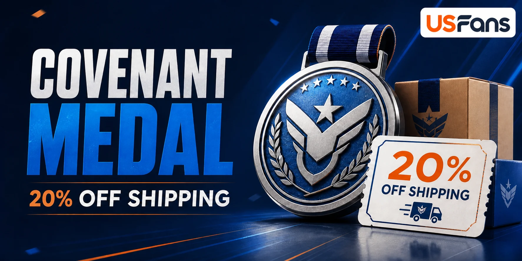 Covenant Medal and 20% off shipping coupon promotional artwork