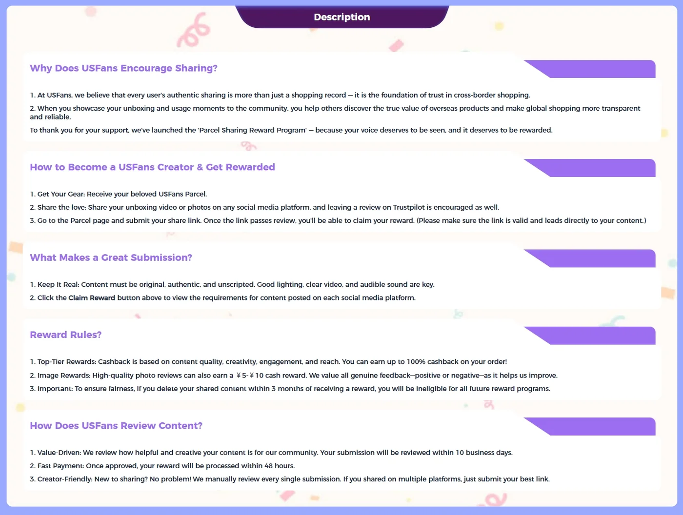 USFans Sharing Event description, participation guidance and reward rules